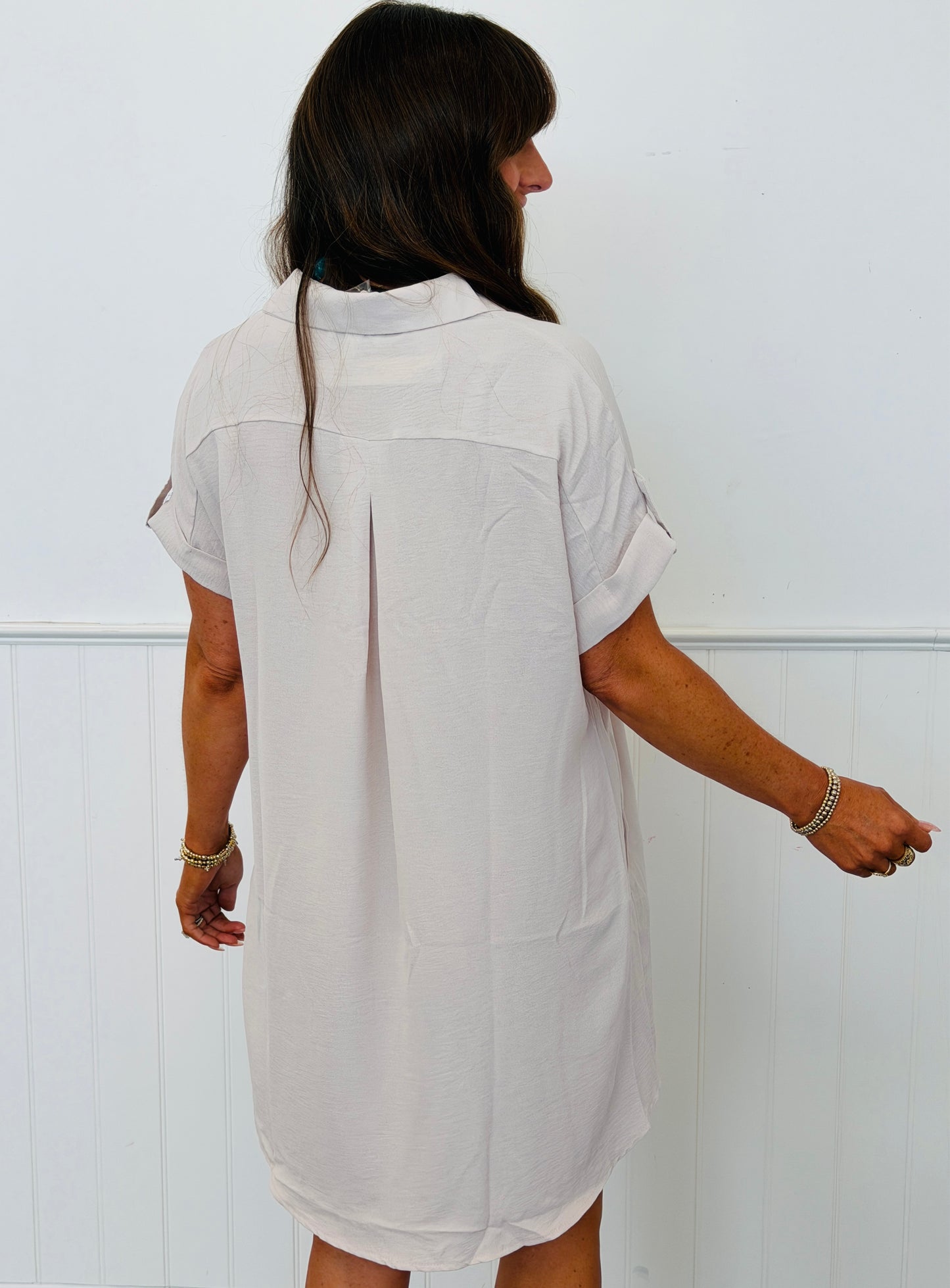 Stone Short Sleeve Shirt Dress (Reg & Plus)