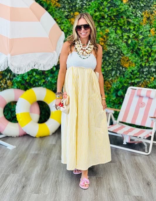 Multi Stripe Seersucker Midi Dress (Reg.)