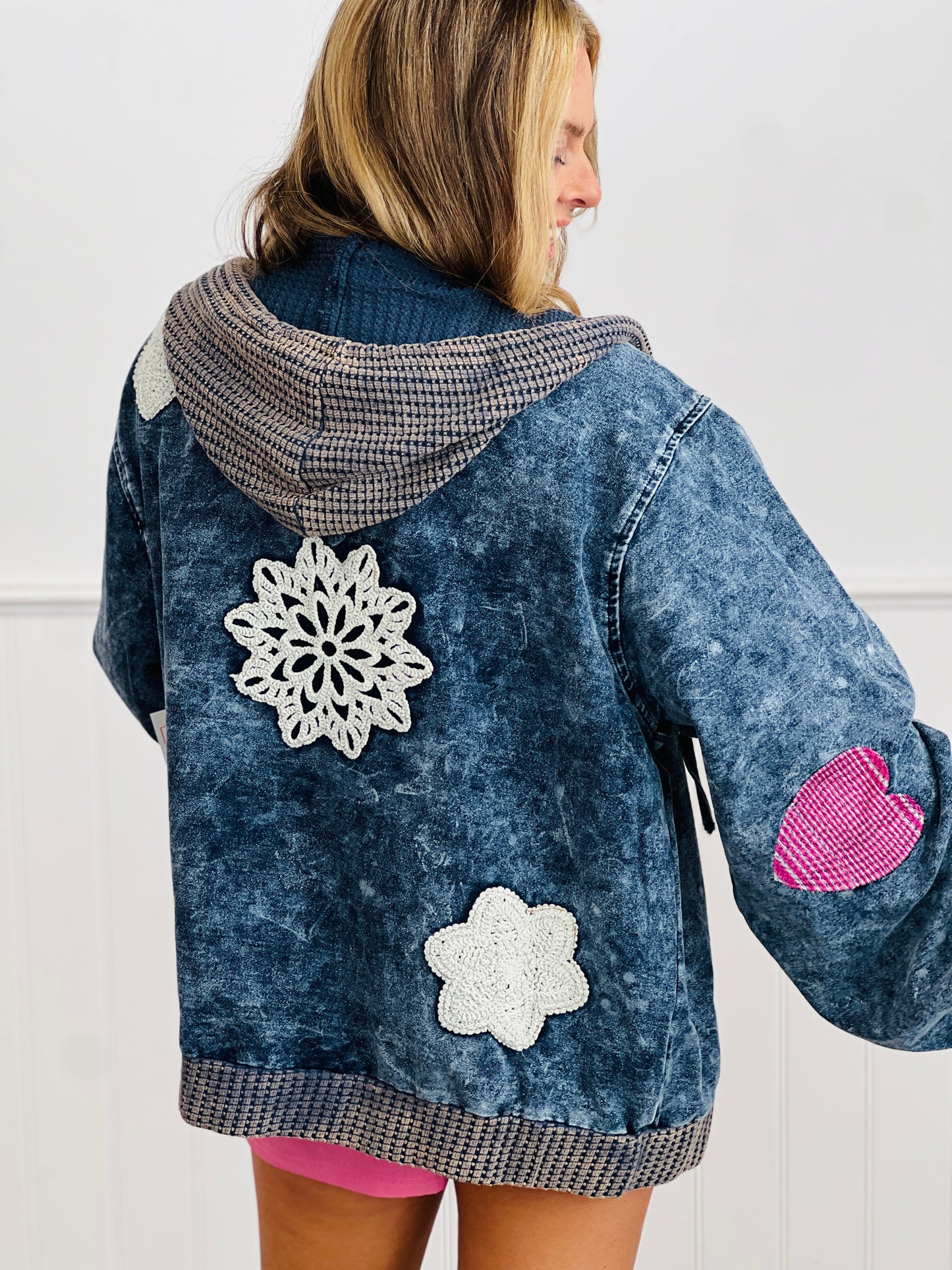 POL Indigo Peace & Love Patch Hoodie Jacket (Reg.)