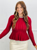 Pearl Detail Neckline Long Sleeve Top (Reg.) - 3 Colors