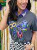 Charcoal Mardi Gras Bow Graphic Tee (Reg. and Plus)