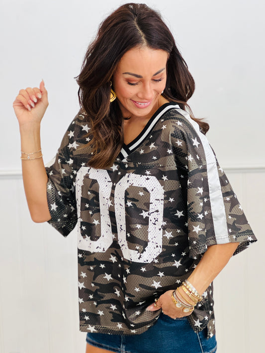 Camo Stars Number 00 Jersey Top (Reg. and Plus)
