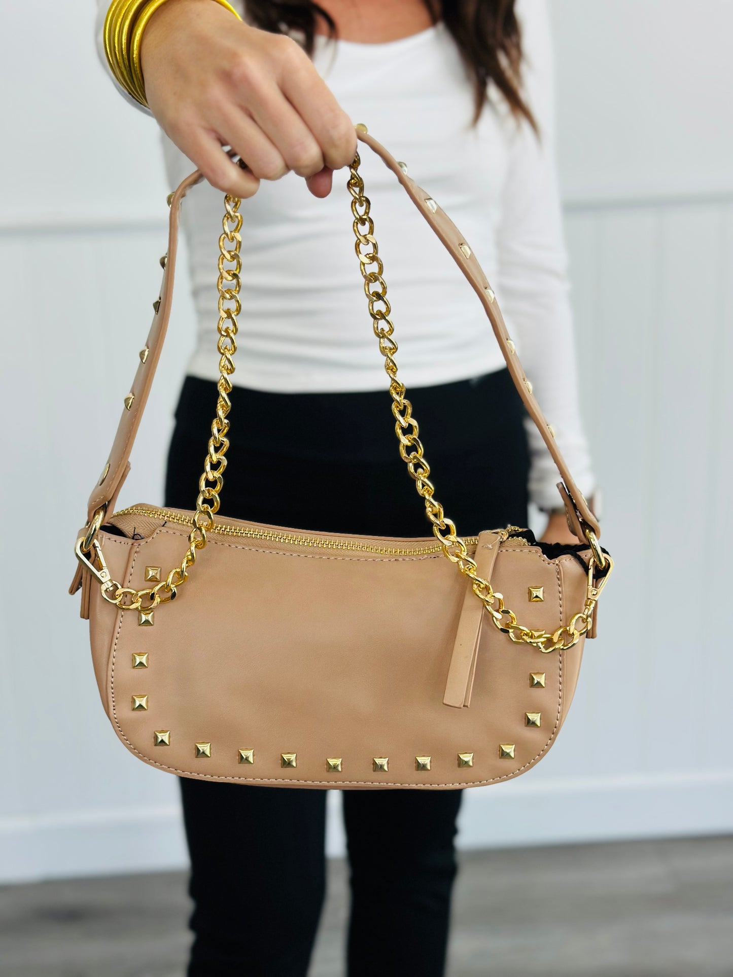 Studded Chain Shoulder Bag - 3 Colors