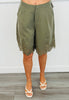 Olive Lace Detailed Long Shorts (Reg.)