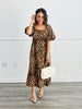 Leopard Puff Sleeves Midi Dress (Reg. & Plus)