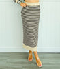 Cream Black Stripe Midi Skirt (Reg)