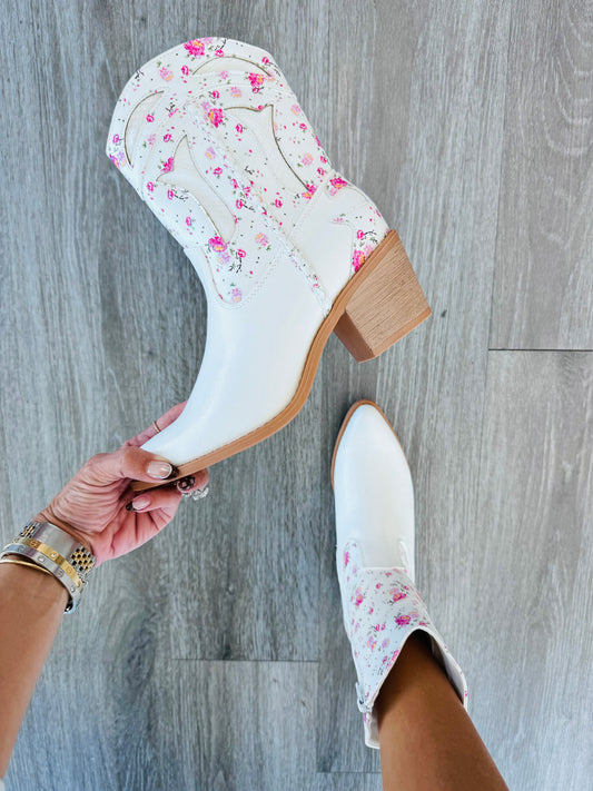 White Floral Coquette Cutie Boots