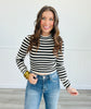 Striped Mock Neck Long Sleeve Top ( Reg. ) - 3 Colors