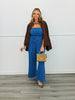 Royal Striped Tube Top & Wide Leg Pants Set