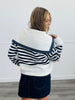 Striped Button Up Sailor Collar Sweater (Reg.)-2 Colors