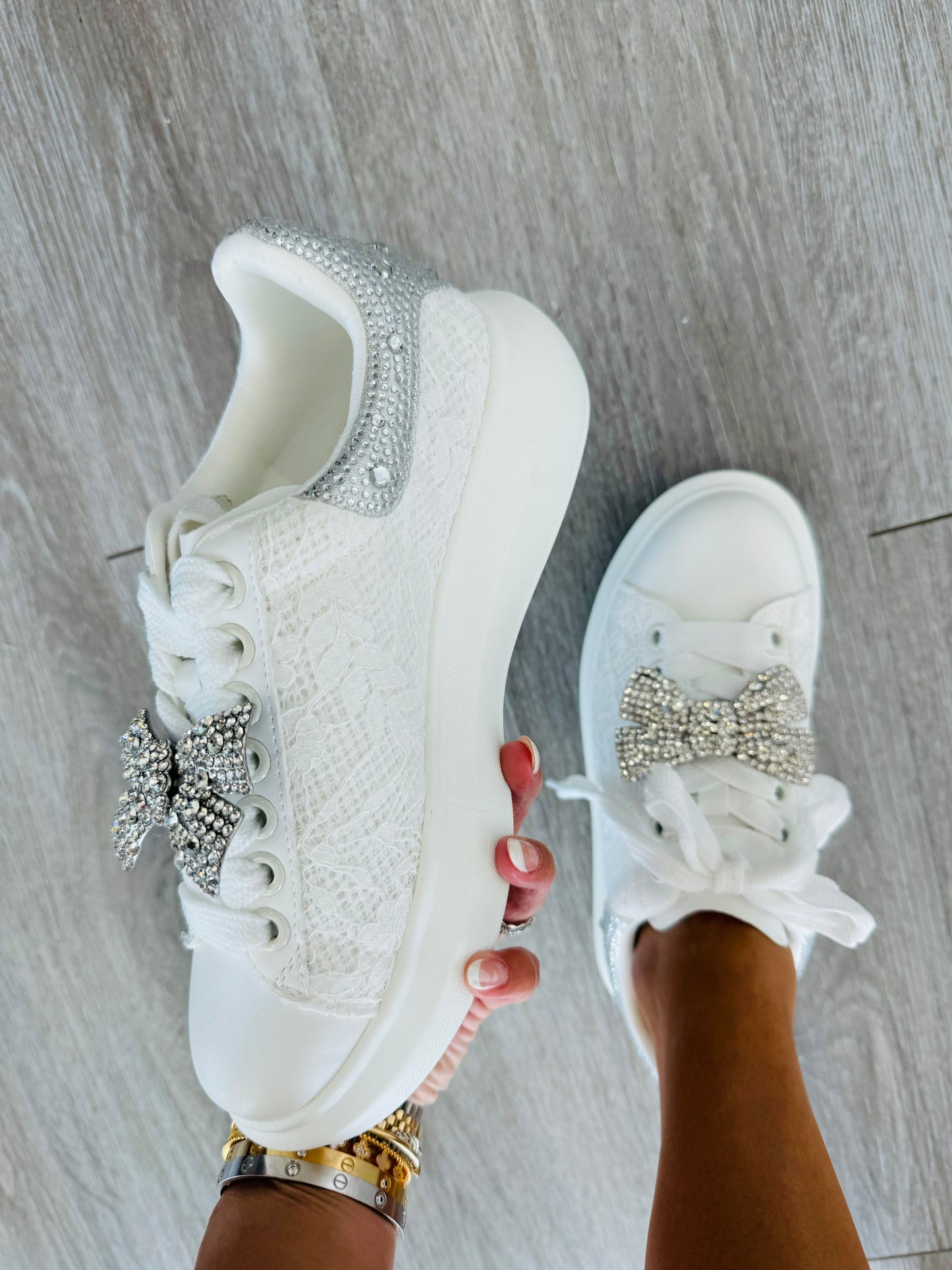 White Lace A Lot Of Grace Sneakers