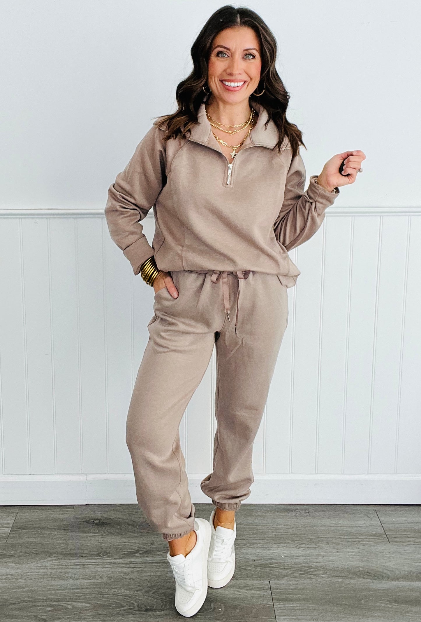 Dear Scarlett Get Comfy Quarter Zip Top & Jogger Set (Reg. and Plus) - 7 Colors