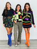 Queen Of Sparkles Green & Black Checkered Halloween Icon Sweatshirt (Reg. and Plus)