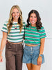 Short Sleeve Multi Stripe Knit Top (Reg.)-2 Colors