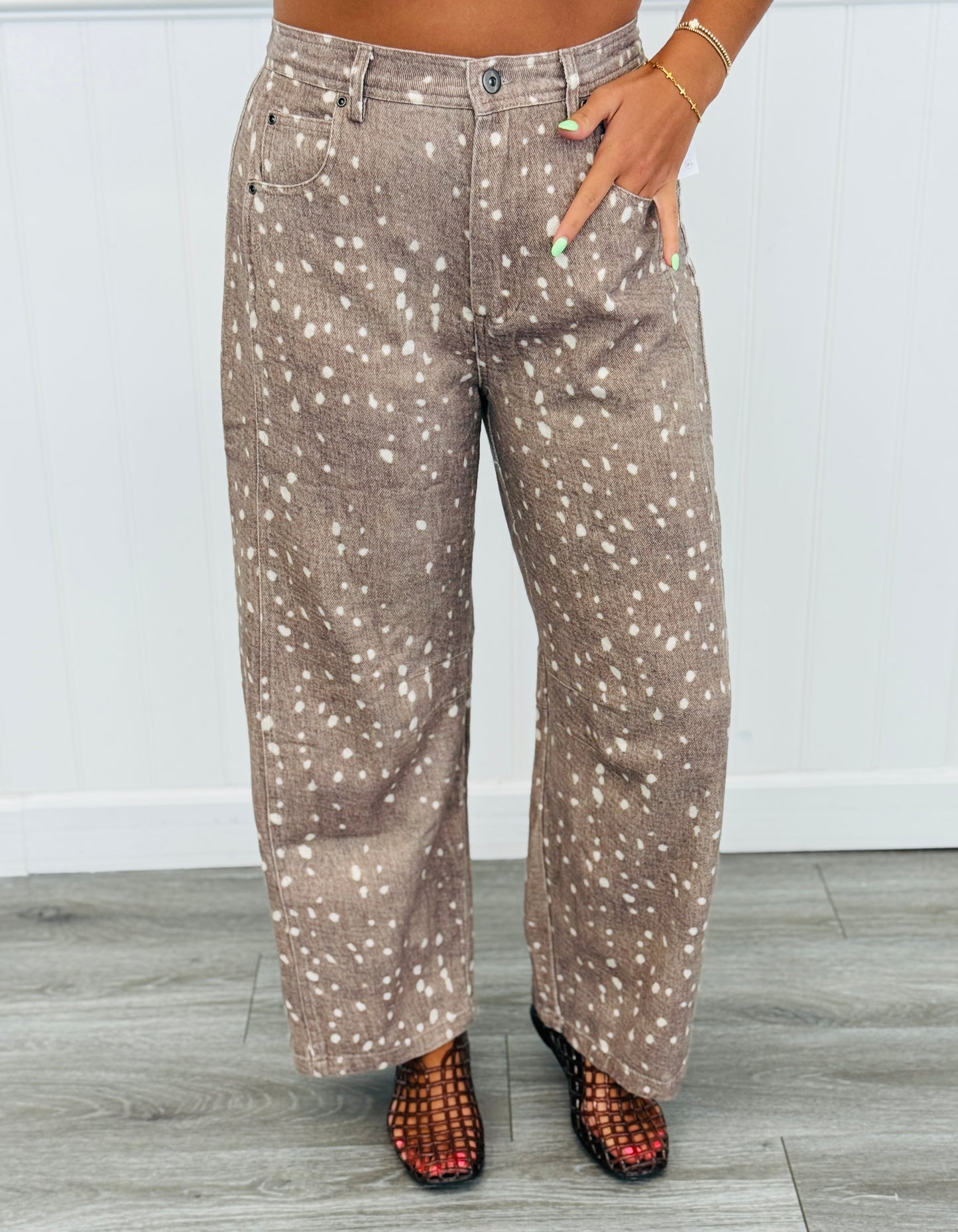 Washed Bambi Print Barrel Pants (Reg.) - 2 Colors