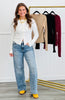 Ribbed Ruffle Hem Sweater Cardi Top (Reg.)-4 Colors