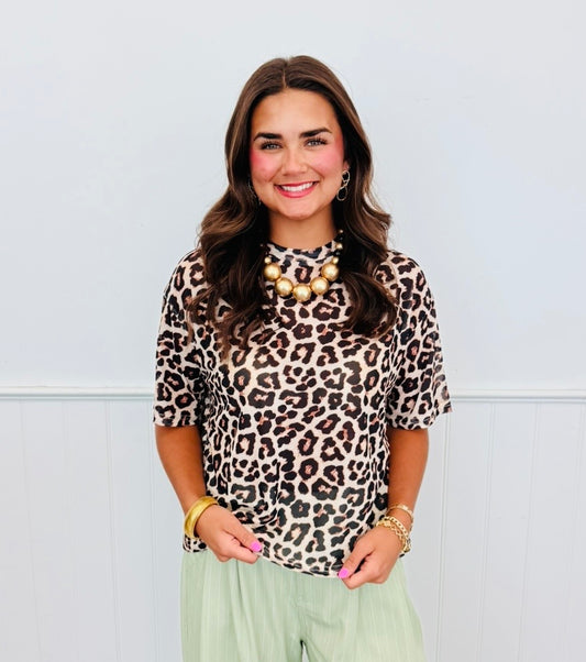 Safari Chic Leopard Emma Mesh Tee (Reg. and Plus)