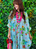 POL Aqua Multi Floral & Contrast Stripe Midi Dress (OS)