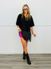 Black Polka Dot Lace Asymmetrical Blouse (Reg.)