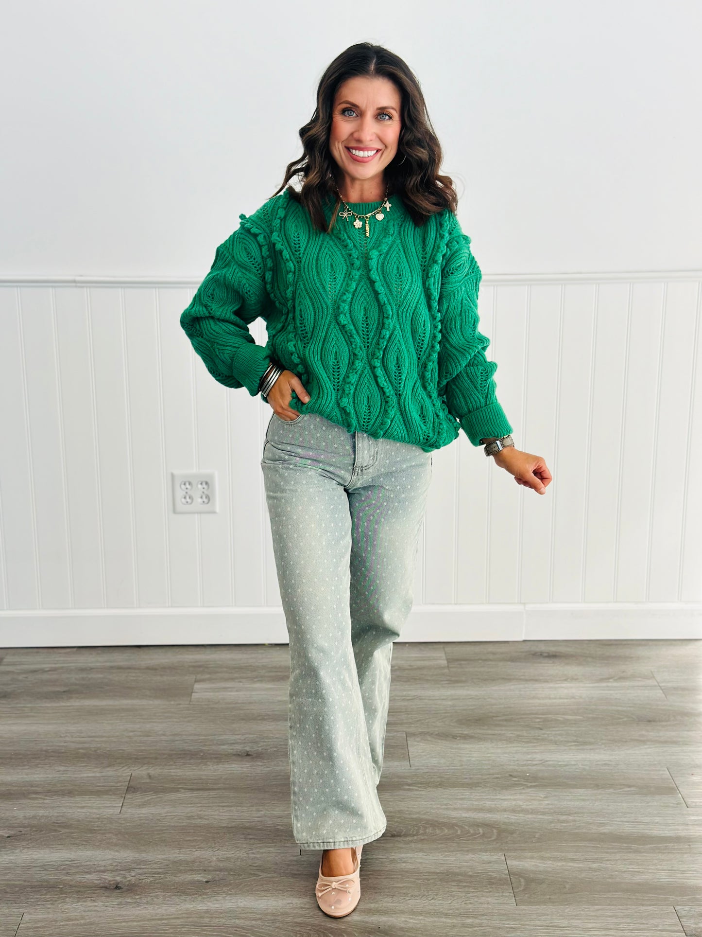 Kelly Green Twisted Sweater Top (Reg)