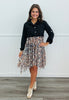 Black Denim Leopard Lace Layer Button Up Jacket (Reg. and Plus)