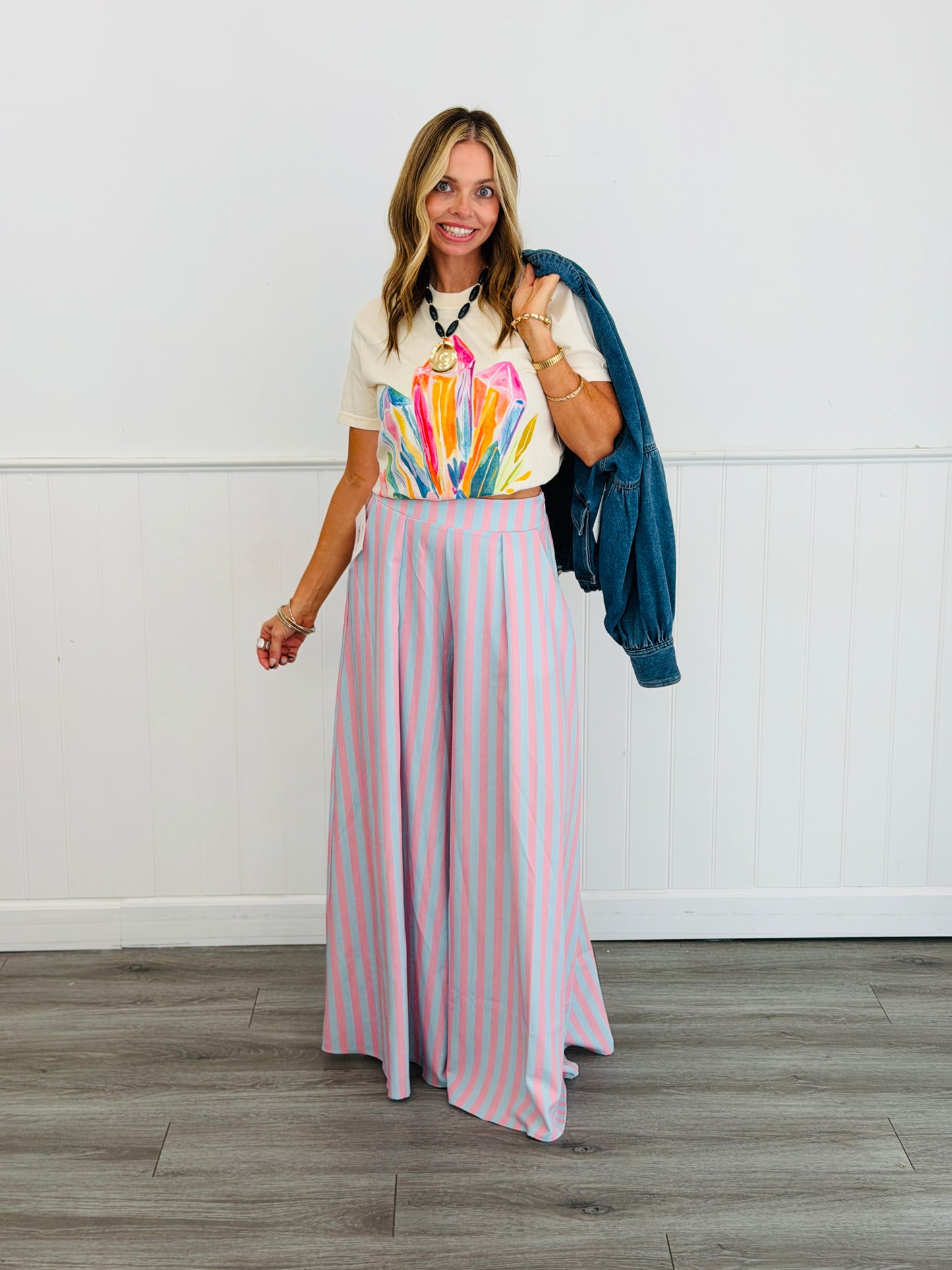 Striped Palazzo Pants (Reg. and Plus) - 5 Colors