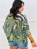 Green Animal Print Knit Sweater (OS)