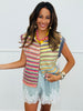 Multi Striped Button Up Sweater Vest (Reg.)