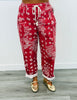 Red Bandana Print Drawstring Barrel Pants (Reg.)