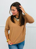 Brown Lace Trim V-Neck Top (Reg. and Plus)