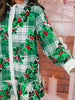 Queen Of Sparkles White & Green Plaid Holly Button Up Ruffle Dress (Reg. and Plus)