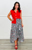 Zebra Cherry Print Wrap Midi Skirt (Reg.)