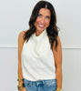 Satin Cowl Halter Neck Top (Reg.)-3 Colors