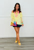 Lemon Lace Overlay Chiffon Peasant Blouse (Reg & Plus)