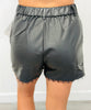 Leatherette Embroidered Lace Trim Shorts (Reg & Plus) - 2 Colors