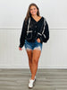 POL Black Balloon Sleeve Lace Shacket