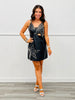 Black Faux Leather Star Studded Mini Dress (Reg.)