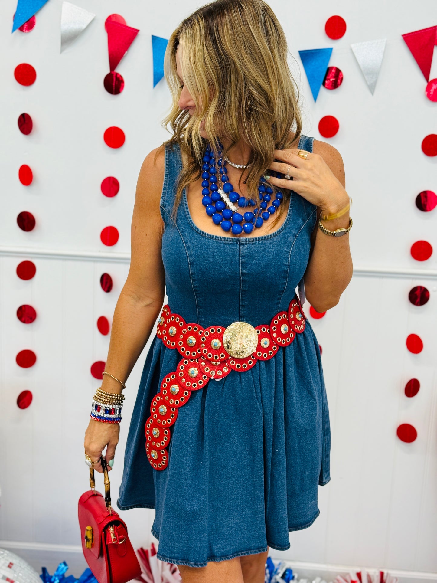 Denim Back Bow Mini Dress (Reg.)