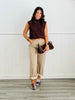 Brown Cable Detail Sleeveless Sweater Top (Reg.)