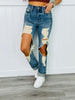 Judy Blue The Bees Knees Distressed Straight Jeans (Reg. and Plus)