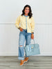 Daisy Blue Contrast Stripe Sweater Cardigan (Reg.)