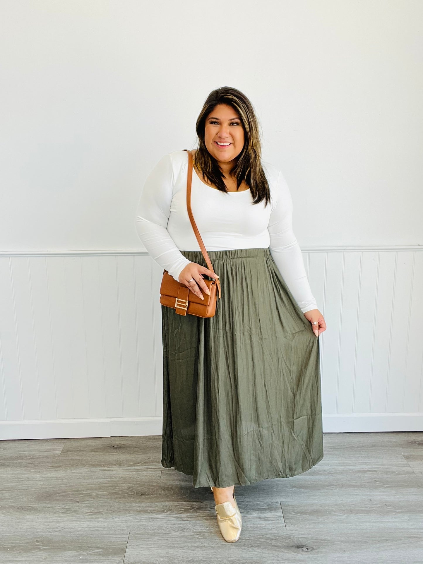 Side Slit Pocket Maxi Skirt (Plus)- 4 Colors