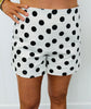 White Polka Dot Fitted Shorts (Reg.)