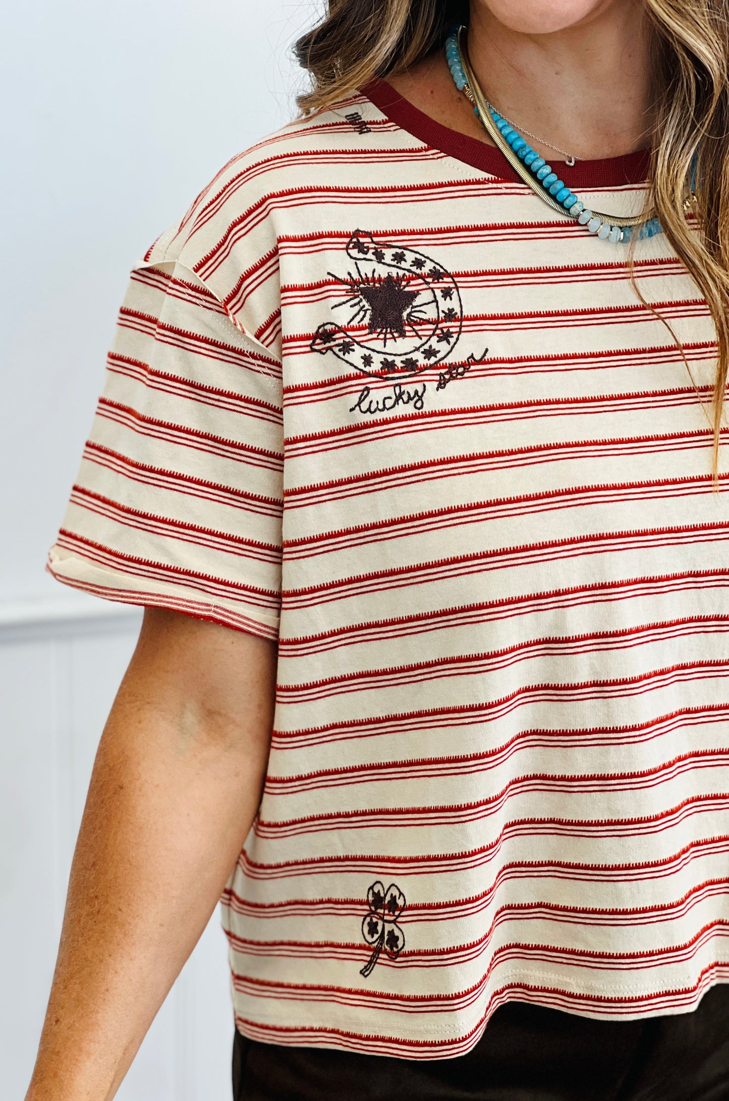 Rust Multi Lucky Star Short Sleeve Top (Reg.)