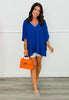 Contrast Neck Batwing Sleeve Top (Reg.) - 2 Colors