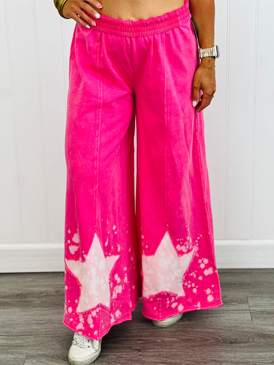 Washed Pink Star Patch Pants (Reg & Plus)