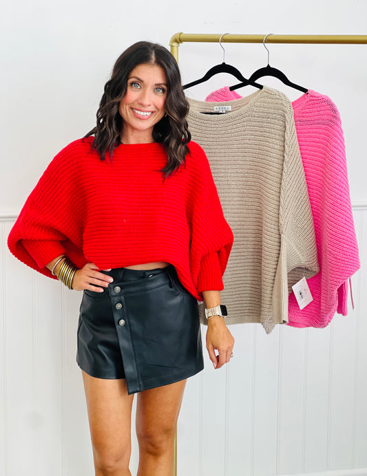 Oversized Wide Cuff Sweater Top (Reg.)-3 Colors