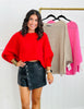 Oversized Wide Cuff Sweater Top (Reg.)-3 Colors