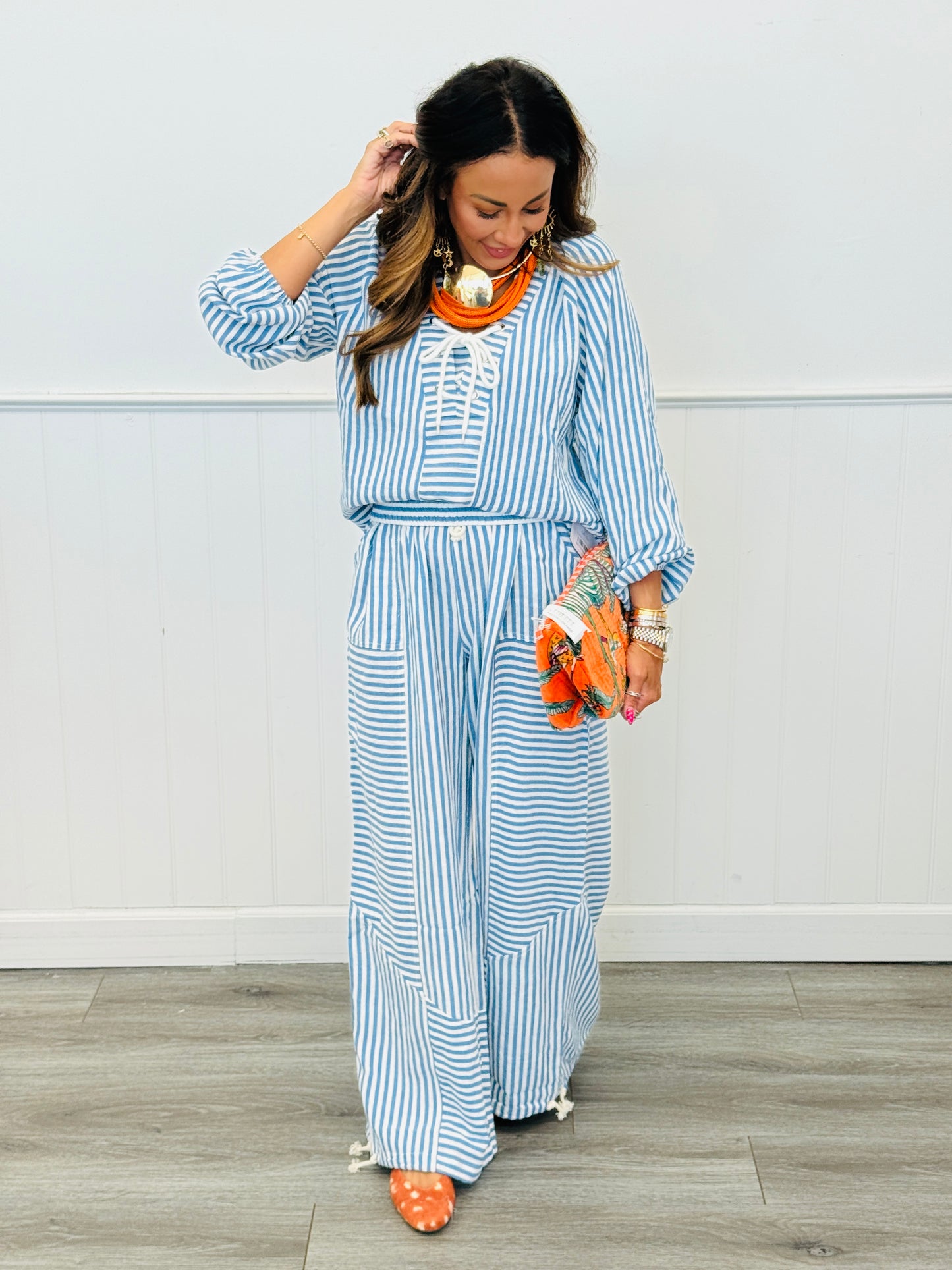 Blue Striped Pocket Pants (Reg. and Plus)