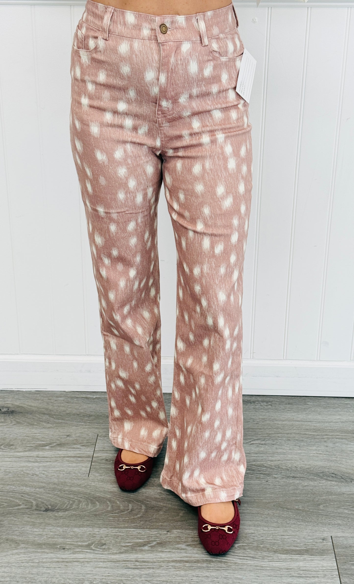 Pecan Bambi Print Wide Leg Pants (Reg.)